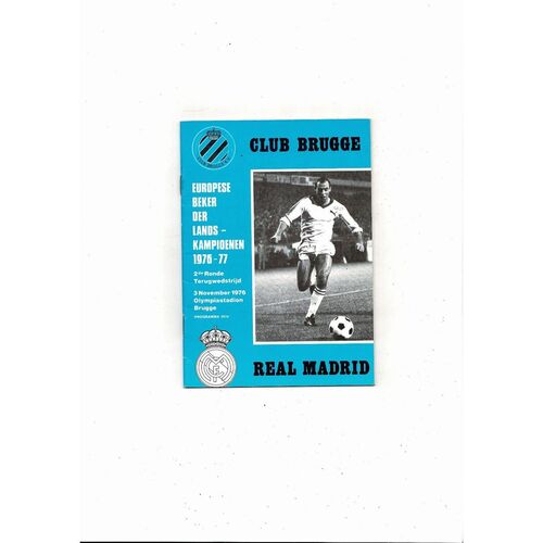 Club Brugge v Real Madrid European Cup Football Programme 1976/77