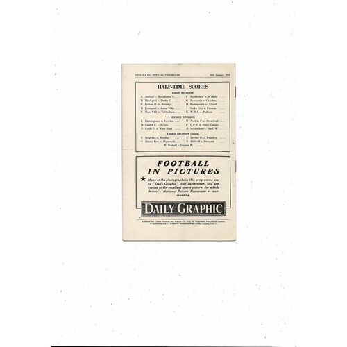 1951/52 Chelsea v Wolves Football Programme