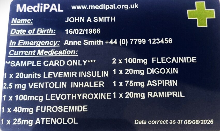 MediPAL ID Ltd  | Emergency card | Diabetic card | Dementia card
