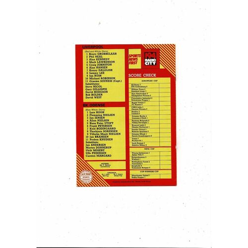 Liverpool v Odense European Cup Football Programme 1983/84
