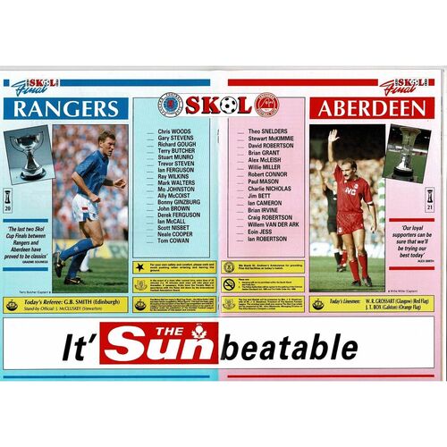 1989 Rangers v Aberdeen Scottish League Cup Final Football Programme