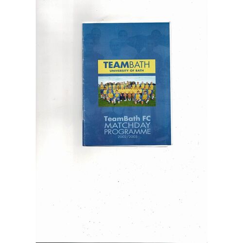 Team Bath v Bemerton Heath Harlequins FA Cup Football Programme + Press Cutting 2002/03
