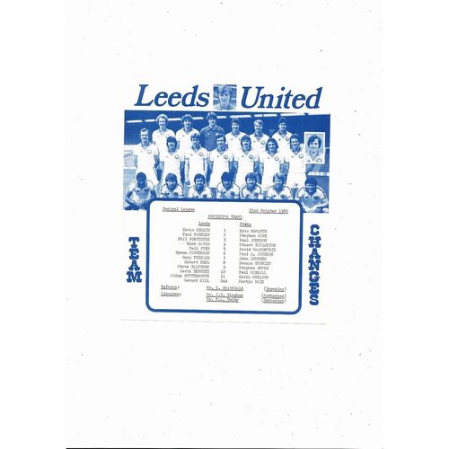 Leeds United v Stoke City Central League Football Programme 1980/81