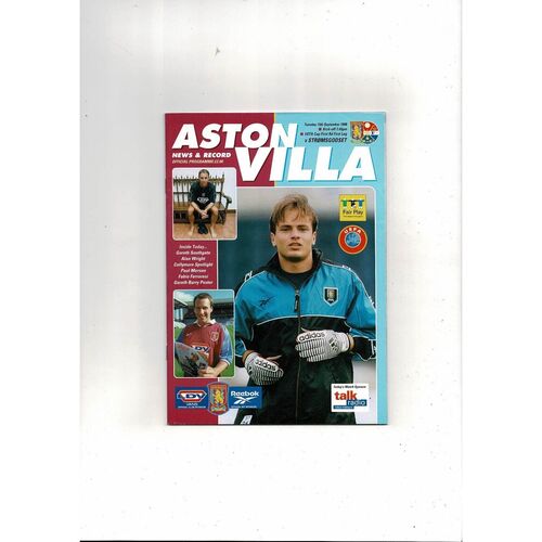 Aston Villa v Stromsgodset UEFA Cup Football Programme 1998/99