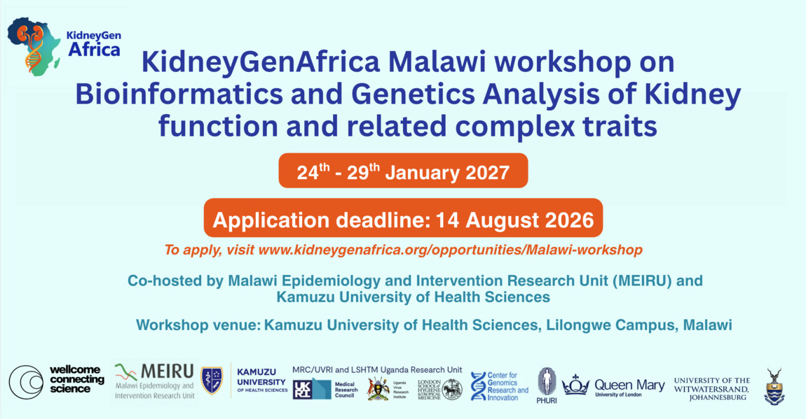 Applications now open for KidneyGenAfrica Malawi Workshop  | KidneyGenAfrica | Chronic kidney disease Africa | Genetics research in Africa | Capacity building and training Africa
