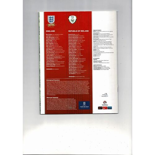 2013 England v Republic of Ireland Football Programme
