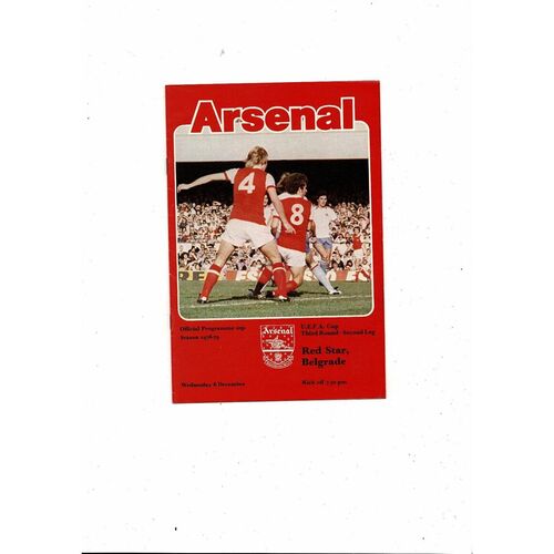 Arsenal v Red Star Belgrade UEFA Cup Football Programme 1978/79