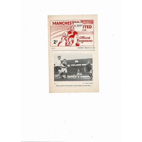 Manchester United v Chesterfield Central League Football Programme 1964/65