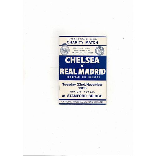 Chelsea v Real Madrid Friendly Programme 1966/67
