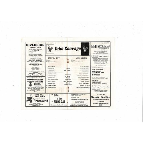 Bristol City v Leeds United John Atyeo Testimonial Football Programme 1966/67