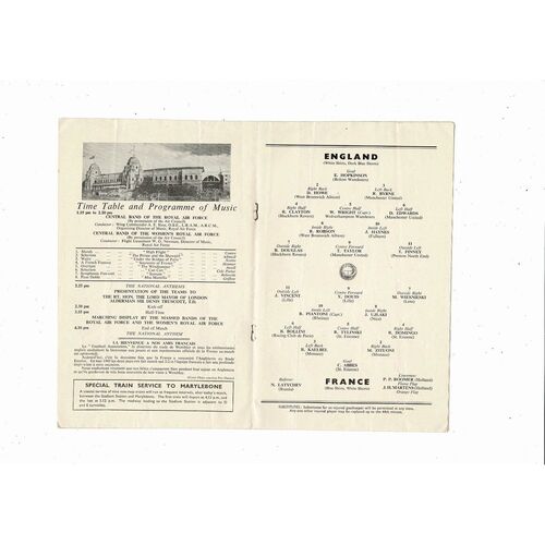 1957 England v France Football Programme