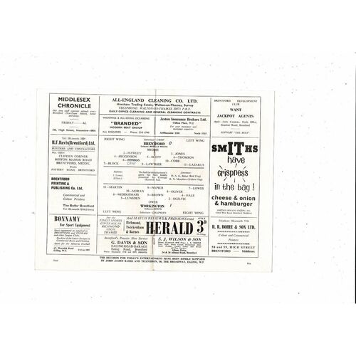 1965/66 Brentford v Workington Football Programme