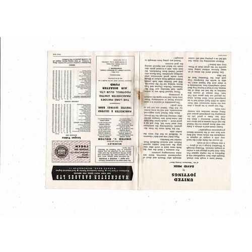 1957/58 Manchester United v Preston Football Programme