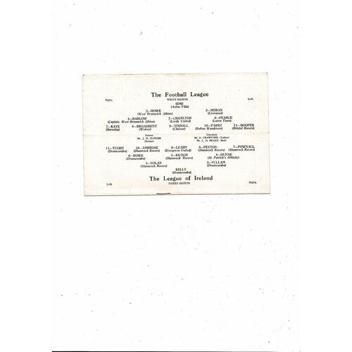 Football League v League of Ireland Friendly Football Programme 1957/58 @ Leeds
