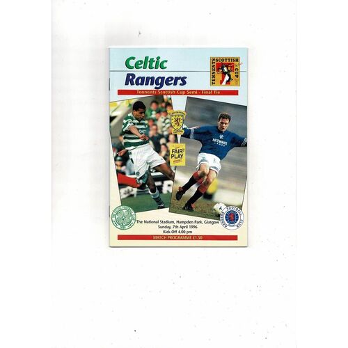 1996 Celtic v Rangers Scottish Cup Semi Final Football Programme