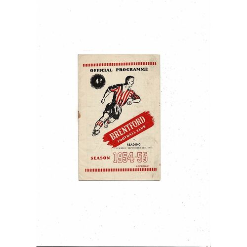 1954/55 Brentford v Reading Football Programme
