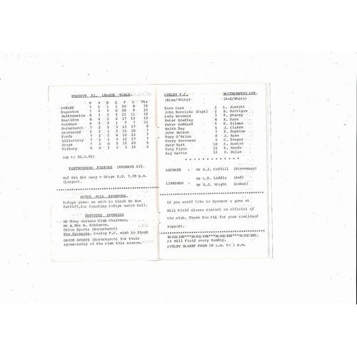 Aveley v Walthamstow Avenue FA Cup Football Programme 1982/83
