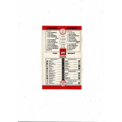 1979/80 Liverpool v Coventry City Football Programme