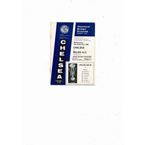 Chelsea v AC Milan Fairs Cup Football Programme 1965/66