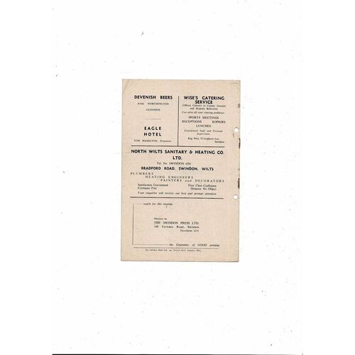1953 North v South Schools International Trial Football Programme @ Swindon Town