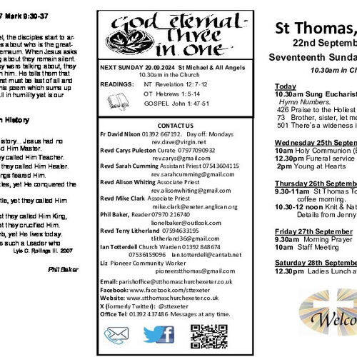 Pew Sheet | The Parish of St Thomas, Exeter