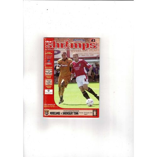 Morecambe v Shrewsbury Town FA Cup Football Programme 2003/04