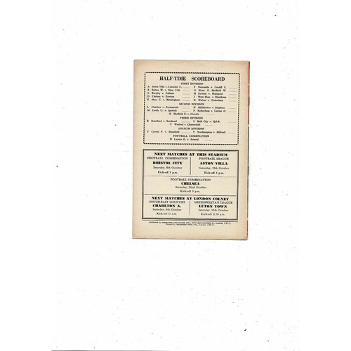 1960/61 Arsenal v West Bromwich Albion Football Programme