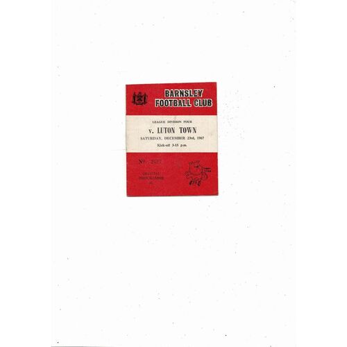 1967/68 Barnsley v Luton Town Football Programme
