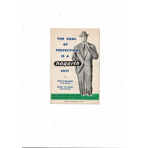 1957/58 Coventry City v Swindon Town Football Programme