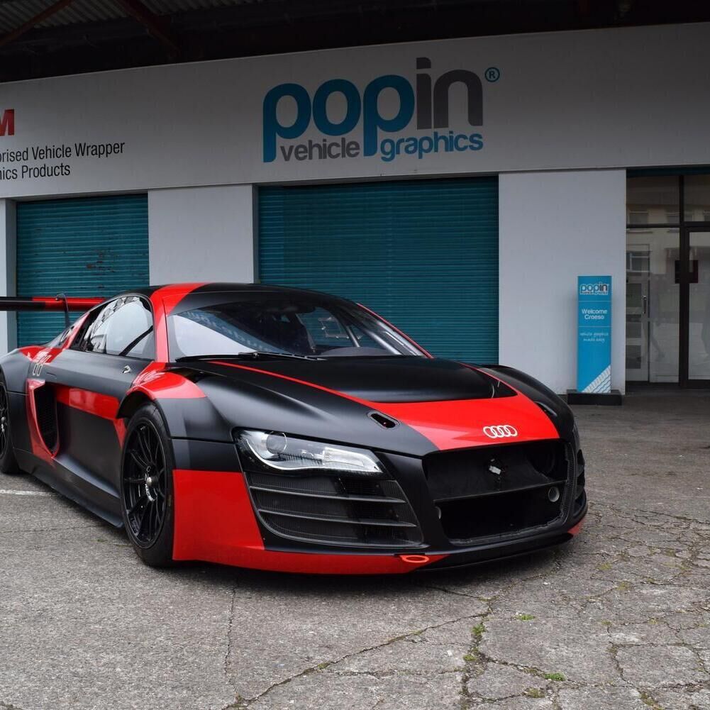 Motorsport livery on an Audi R8 LMS race car