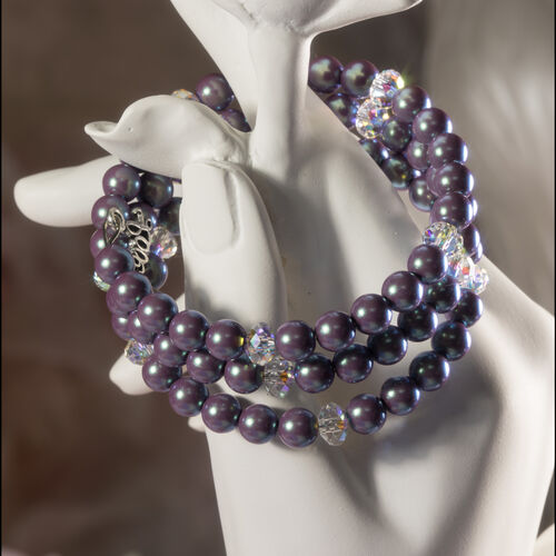 Purple Crystal Pearl & Crystal AB Bracelet