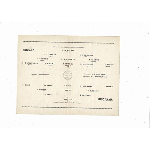 1965 England v Yogoslavia U23 International Football Programme @ Southampton