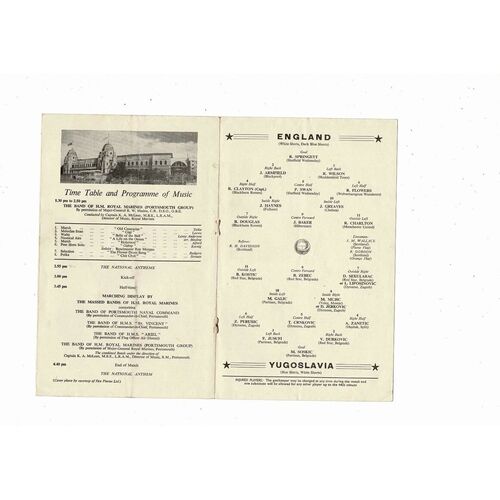 1960 England v Yugoslavia Football Programme