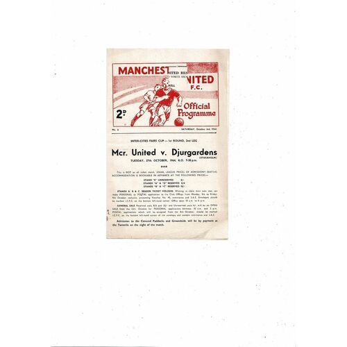 Manchester United v Burnley Central League Football Programme 1964/65