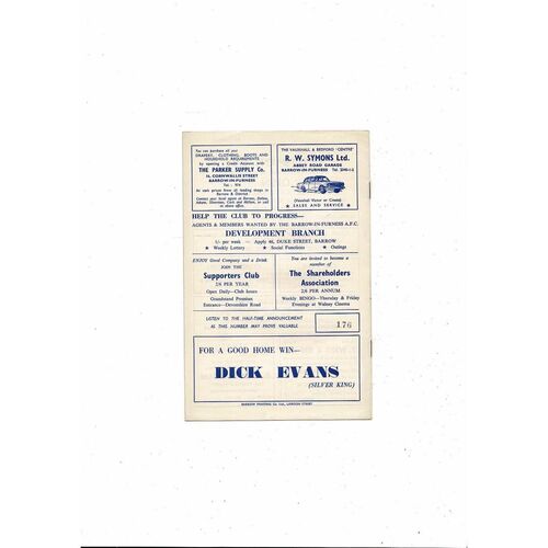 1963/64 Barrow v Southport Football Programme