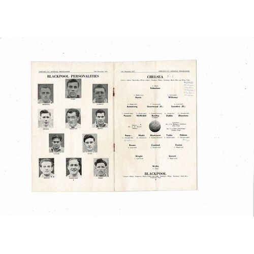 1953/54 Chelsea v Blackpool Football Programme