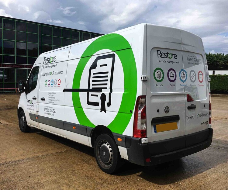 Vinyl graphics for vehicle branding on a Vauxhall Movano van