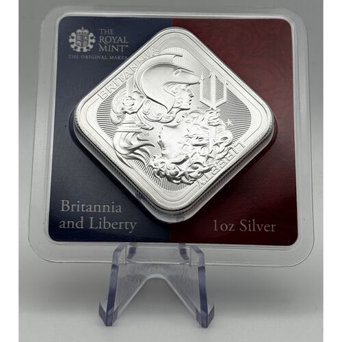 1 ounce Britannia and Liberty silver square coin