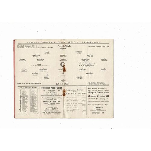 1936/37 Arsenal v Everton Football Programme