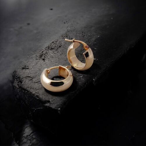 Wide 9ct yellow gold creole hoop earrings 
