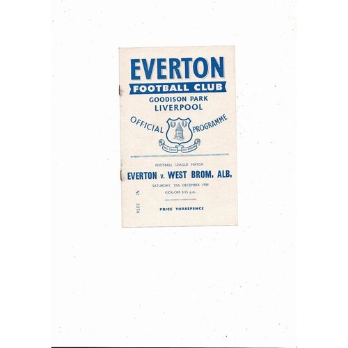 1959/60 Everton v West Bromwich Albion Football Programme
