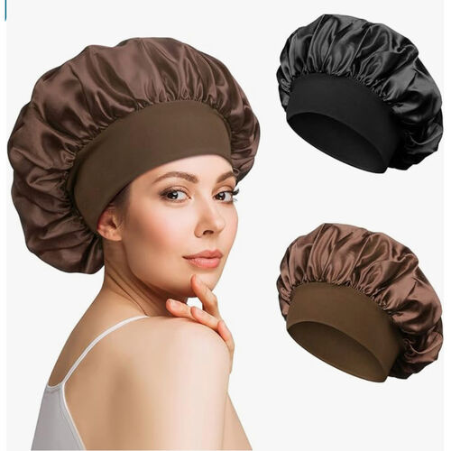Hair Bonnet Night Sleeping Cap Satin for Hair Style Protection - 2 pack