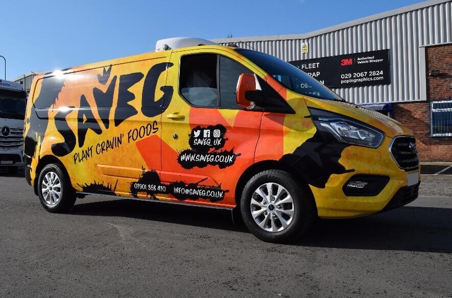 Cast vinyl wrap on a business van