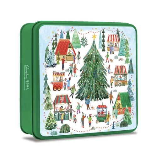 Grandma Wild's - Embossed Christmas Village Market Biscuit Tin 160g