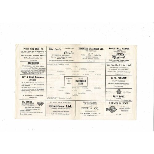 1967/68 Abingdon Town v Aylesbury Town Football Programme
