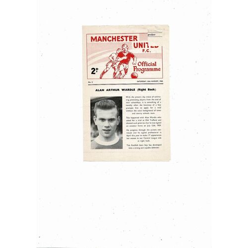 Manchester United v WBA Central League Football Programme 1962/63