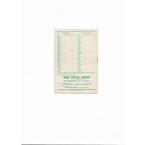 Yeovil Town v Portsmouth Friendly Football Programme 1954/55