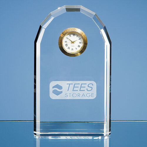 13cm Optical Crystal Bevelled Arch Clock