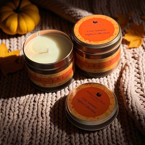 Cosy Autumn Nights Tinned Candle – Autumn Scented Candle