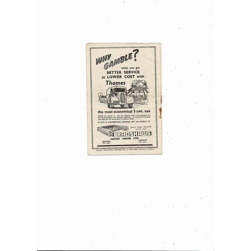 1953/54 Preston v Charlton Athletic Football Programme